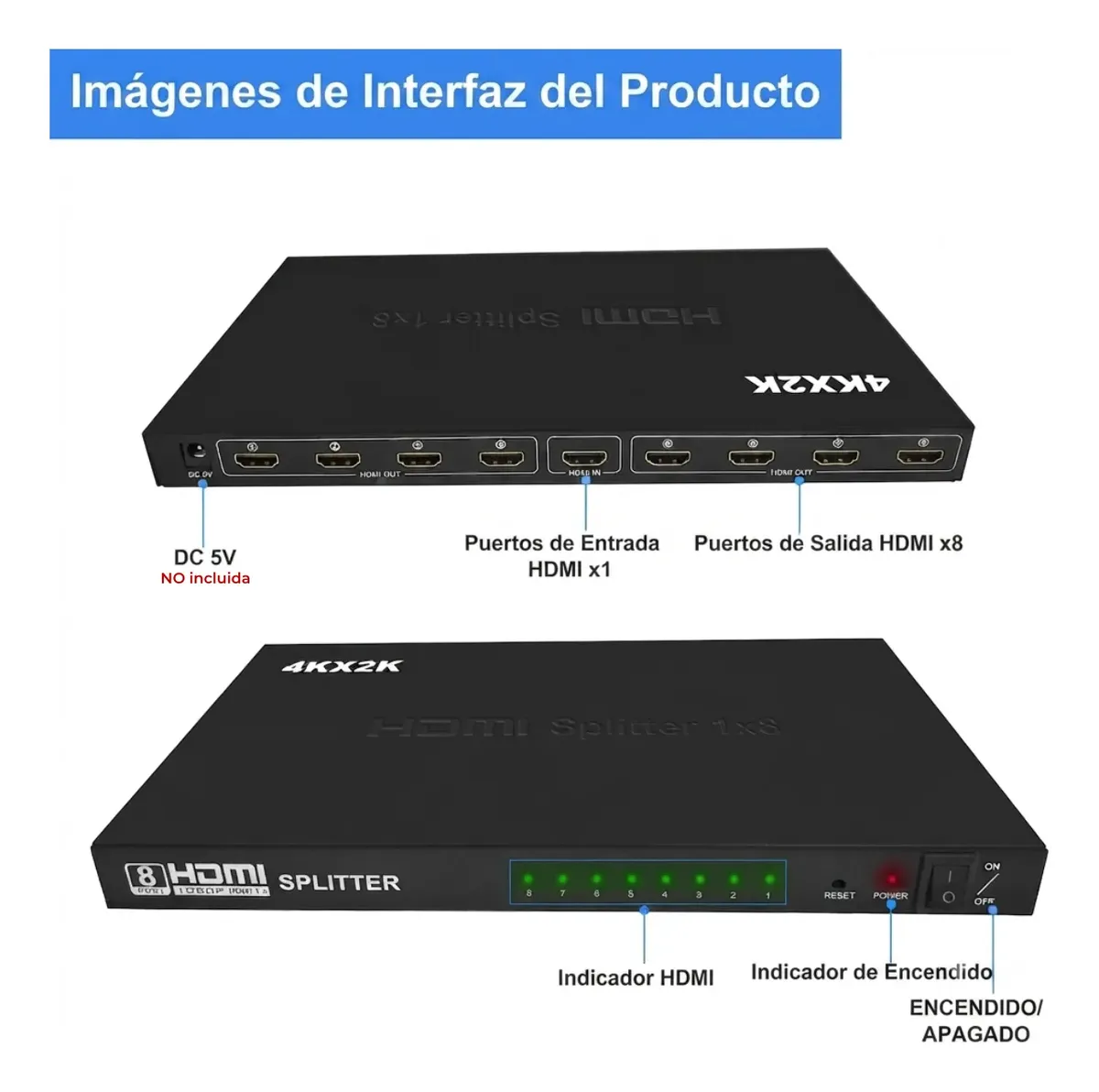 Splitter HDMI 1 X 8 4K 2K Full HD 3D 8 Pantallas Jahro 3592
